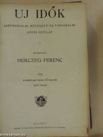 Uj Idők 1926. (nem teljes évfolyam) I-II.