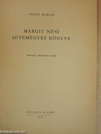 Margit néni süteményes könyve