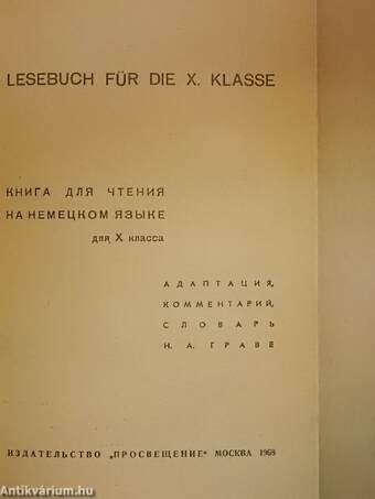 Lesebuch für die X. Klasse