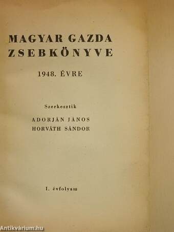 Magyar gazda zsebkönyve 1948. évre