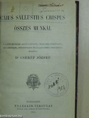 Caius Sallustius Crispus összes munkái