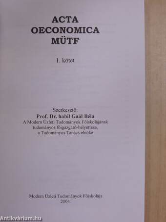 Acta Oeconomica 1.