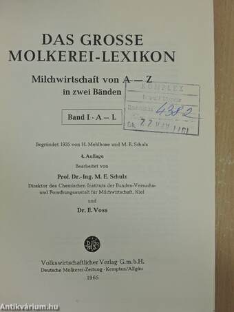 Das Grosse Molkerei-Lexikon I-II.