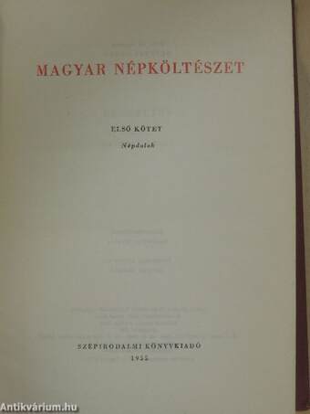 Magyar népköltészet I-III.