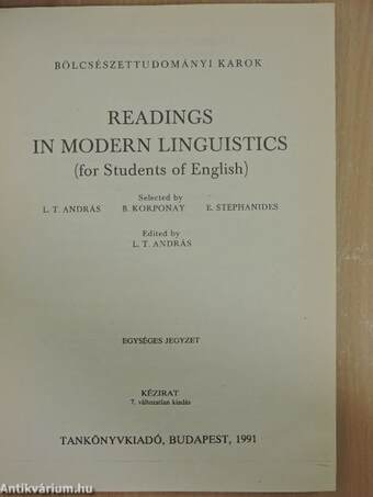 Readings in modern linguistics (for Students of English)