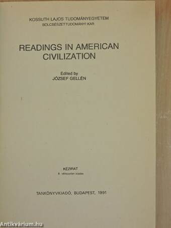 Readings in american civilization