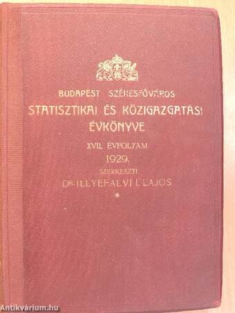 Budapest Székesfőváros Statisztikai és Közigazgatási Évkönyve 1929.