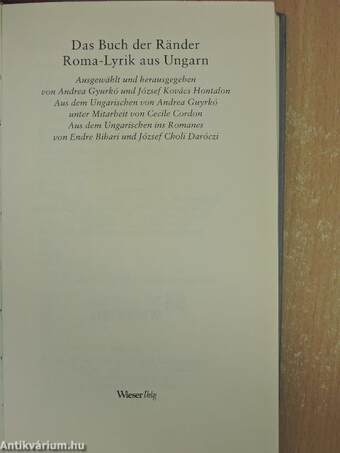 Das Buch der Ränder Roma-Lyrik aus Ungarn