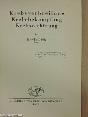 Krebsverbreitung - Krebsbekämpfung - Krebsverhütung