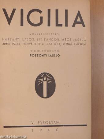 Vigilia 1940. (nem teljes évfolyam)