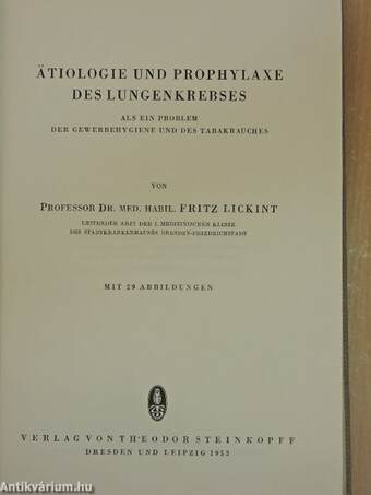 Ätiologie und Prophylaxe des Lungenkrebses