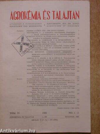 Agrokémia és talajtan 1986/1-2.
