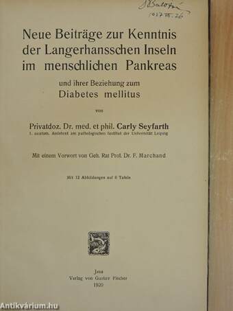 Neue Beiträge zur Kenntnis der Langerhansschen Inseln im menschlichen Pankreas und ihrer Beziehung zum Diabetes mellitus