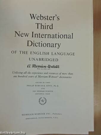 Webster's Third New International Dictionary of the english language unabridged