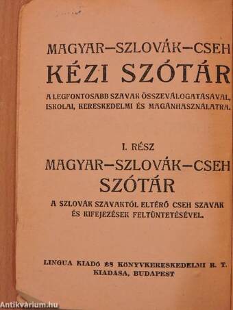 Szlovák-cseh-magyar és magyar-szlovák-cseh zsebszótár I-II.