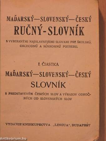 Szlovák-cseh-magyar és magyar-szlovák-cseh zsebszótár I-II.