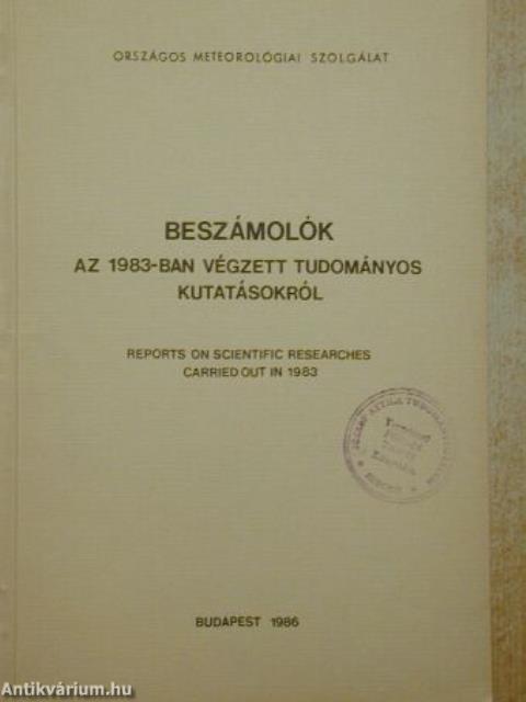 Beszámolók az 1983-ban végzett tudományos kutatásokról