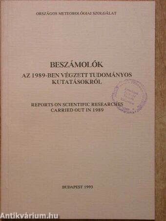 Beszámolók az 1989-ben végzett tudományos kutatásokról