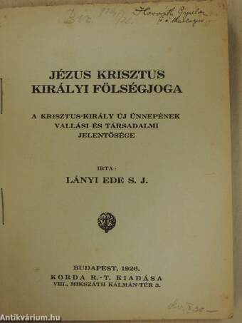 Jézus Krisztus királyi fölségjoga