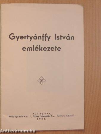 Gyertyánffy István emlékezete