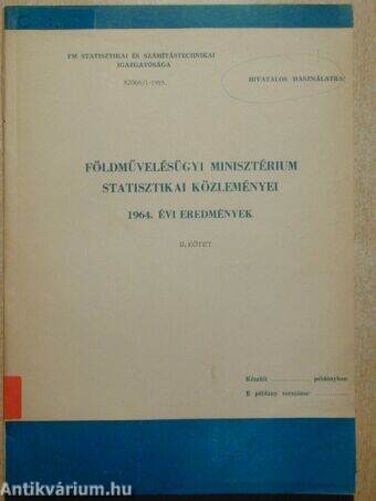 A Földművelésügyi Minisztérium statisztikai közleményei II. (töredék)