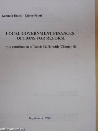 Local Government Finances: Options for Reform