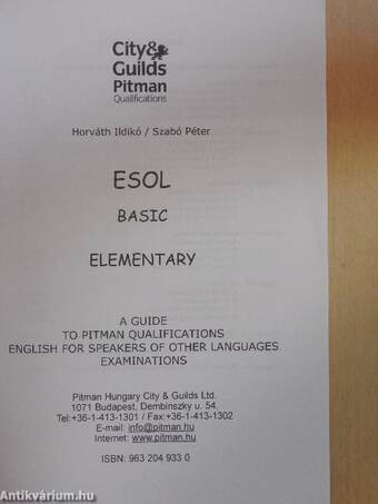 Pitman Qualifications ESOL - Basic, Elementary