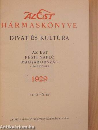 Az Est hármaskönyve 1929. I-II.