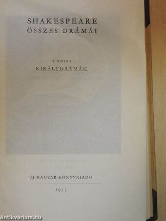 Shakespeare összes drámái I.