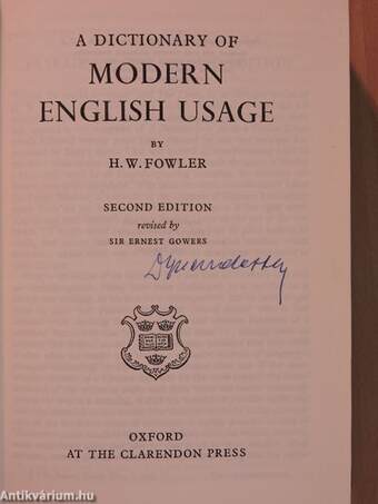 A Dictionary of Modern English Usage