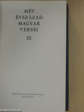 Hét évszázad magyar versei III. (töredék)