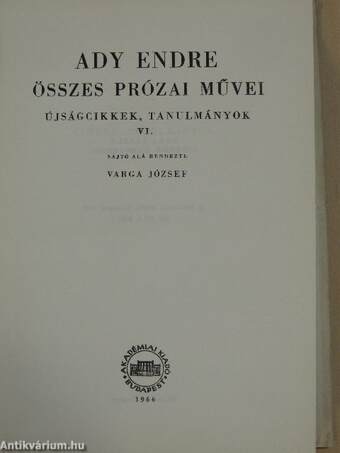 Ady Endre összes prózai művei VI. (töredék)