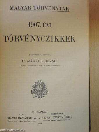 1907. évi törvényczikkek