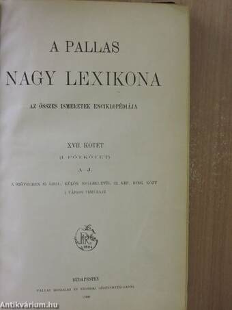 A Pallas Nagy Lexikona XVII. (töredék)