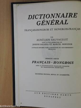 Francia-magyar és magyar-francia nagy kéziszótár I-II.