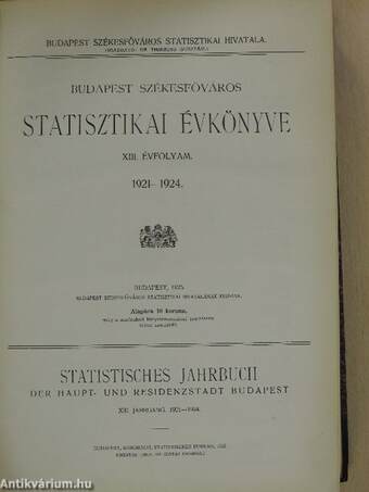 Budapest székesfőváros statisztikai évkönyve 1921-1924