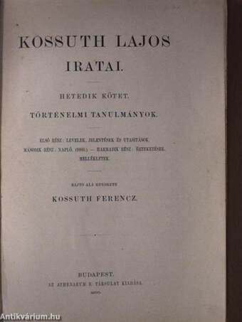 Kossuth Lajos iratai VII.