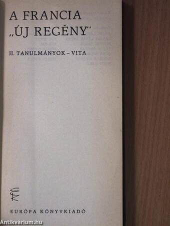 A francia "új regény" II. (töredék)