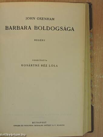 Fekete ország/Barbara boldogsága/Bárki vagy, szeretlek!/Prospero barátom