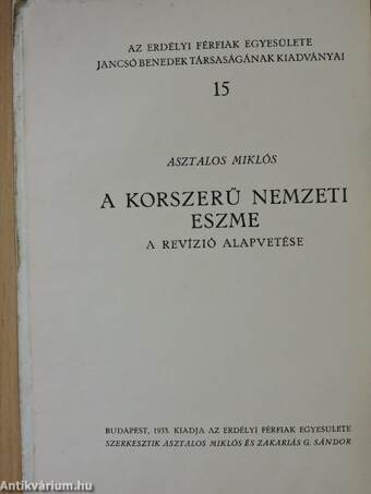 A korszerű nemzeti eszme (Tiltólistás kötet)