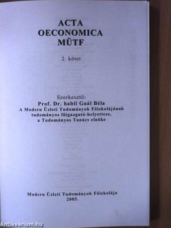 Acta Oeconomica 2.