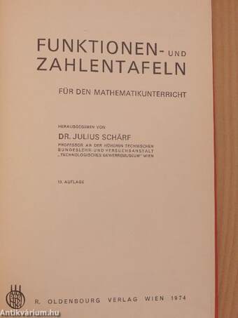 Funktionen- und Zahlentafeln für den Mathematikunterricht