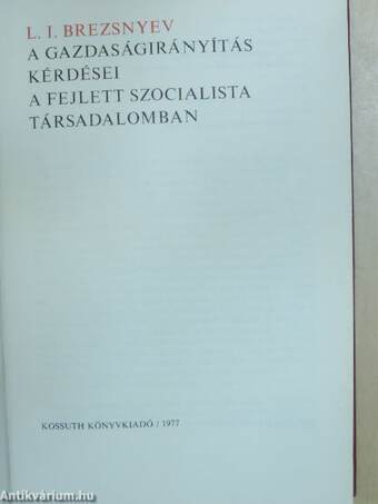 A gazdaságirányítás kérdései a fejlett szocialista társadalomban