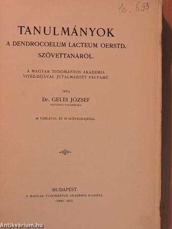 Tanulmányok a dendrocoelum lacteum oerstd. szövettanáról