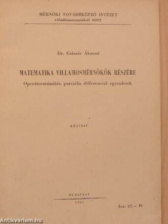 Matematika villamosmérnökök részére