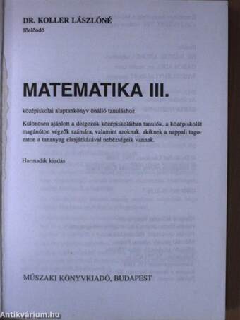 Matematika III.