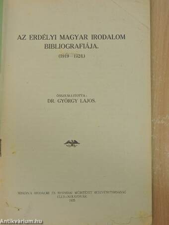 Az erdélyi magyar irodalom bibliografiája 1919-1924.