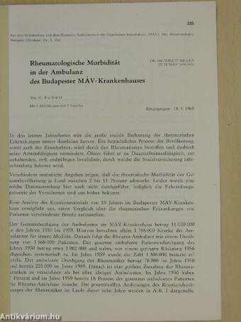 Rheumatologische Morbidität in der Ambulanz des Budapester MÁV-Krankenhauses