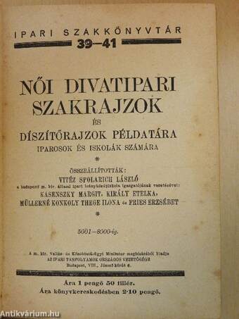 Női divatipari szakrajzok és díszítőrajzok példatára