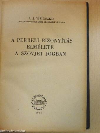 A perbeli bizonyítás elmélete a szovjet jogban